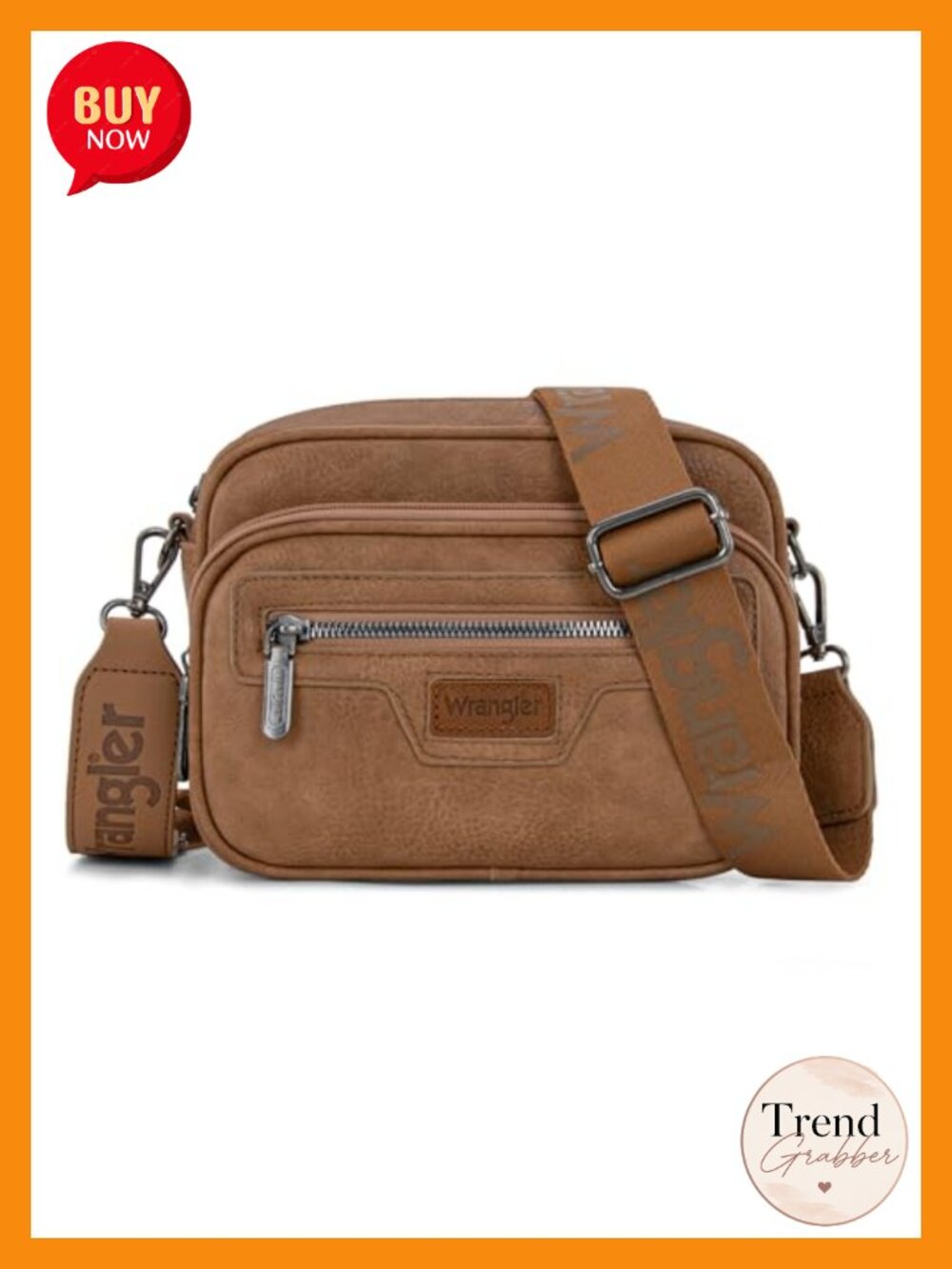Multi-Pocket Crossover Bag with Adjustable Strap, Vegan Leather, Satchel